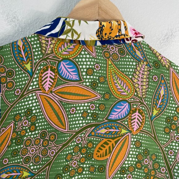 Rose + Olive Womens Plus 1X Tropical Leopard Animal Print Button Up Shirt Blouse - Picture 12 of 12